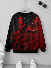 Boys Teens Abstract Birds Print Sweatshirt Casual