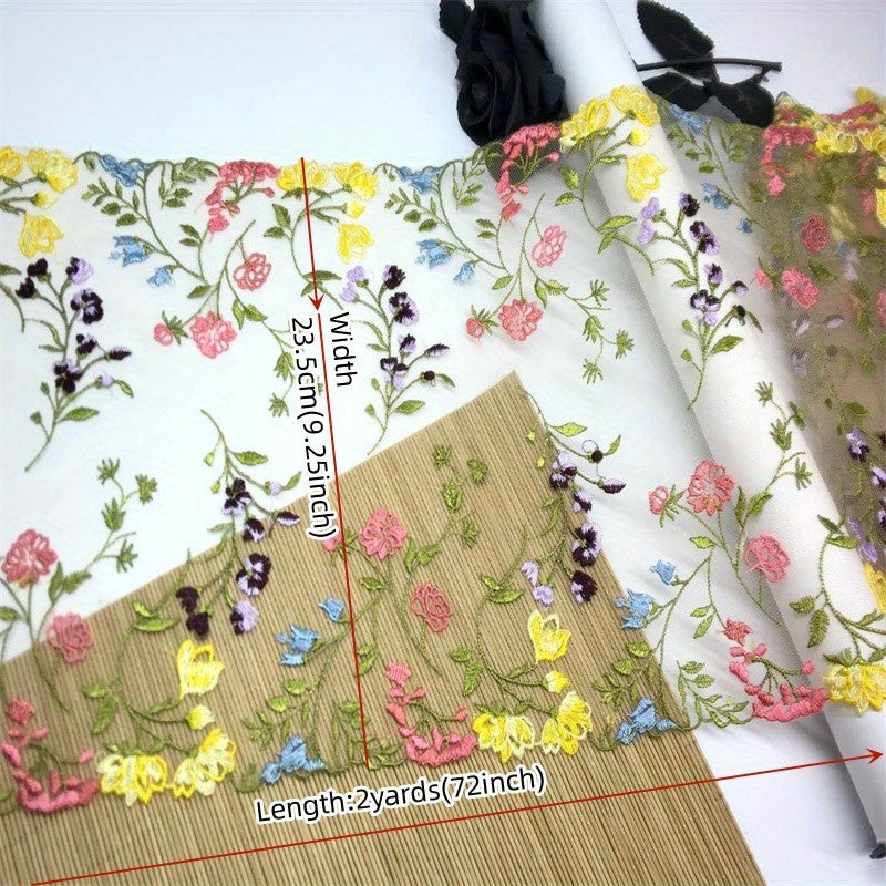 Embroidered Lace Trim Net Tulle Fabric Mesh DIY Sewing Crafts For Lingerie