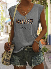 Nurse Life Print Tank Top V Neck Casual Top