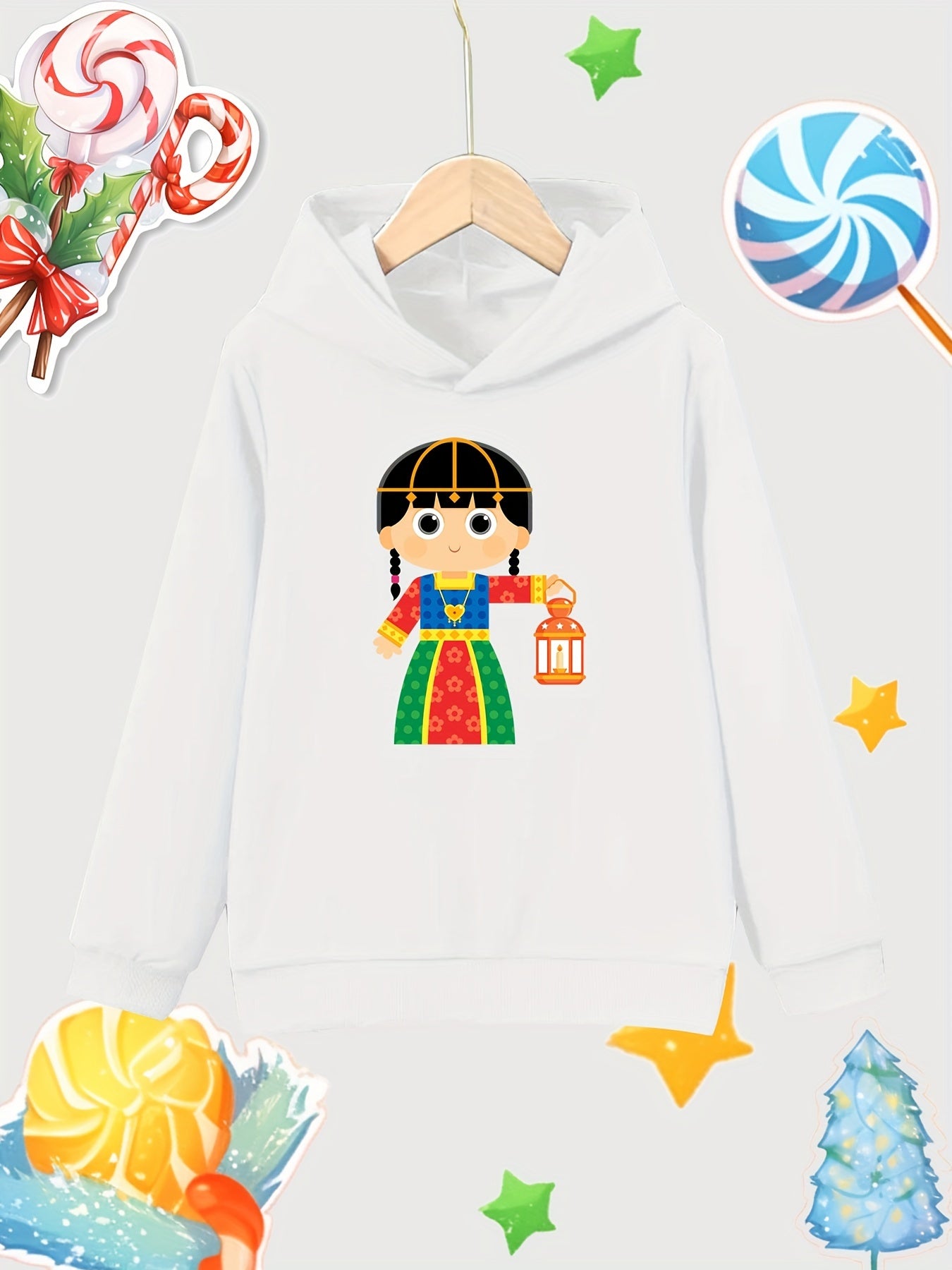 Girl Lantern Print Pullover Hoodie