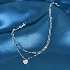 Heart Shape Pendant Anklet Double Layers Ankle Bracelet For Women
