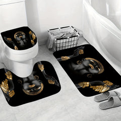 Golden Women's Jewelry Shower Curtain Set - 4pcs
