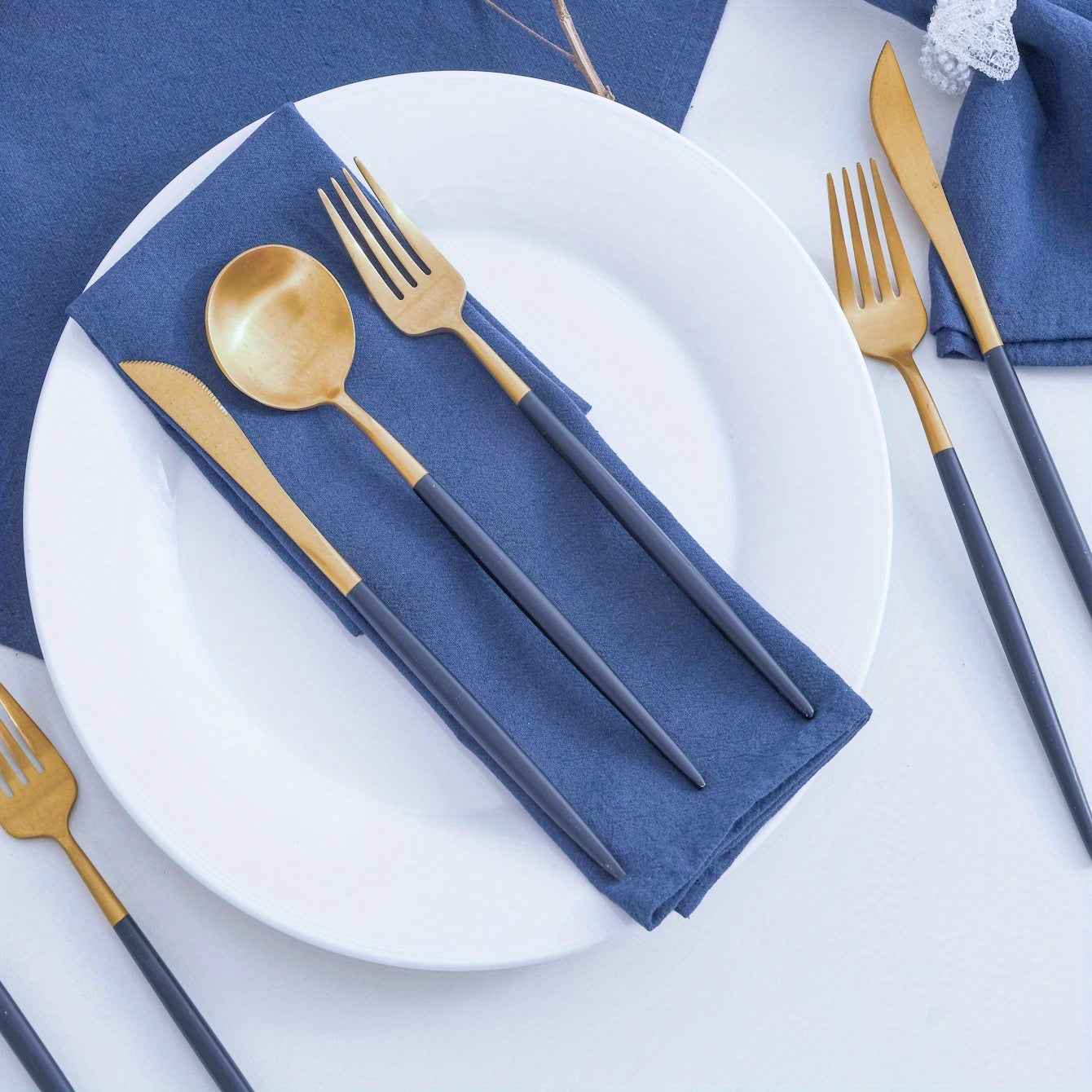 6pcs Embossed Cotton Square Napkins for Hotel & Restaurant Decoration