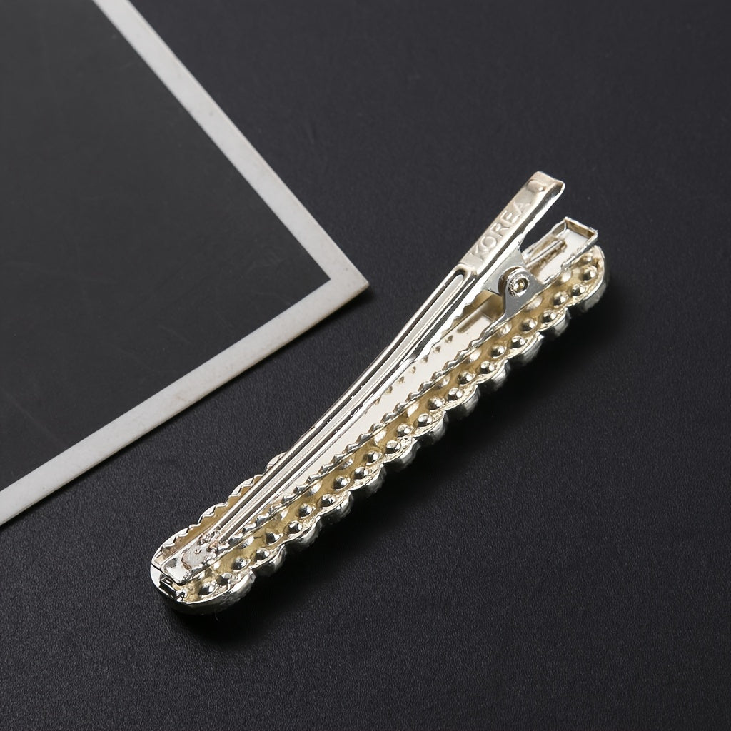 Pearl Hair Clip Square Hairpin Spring Clip