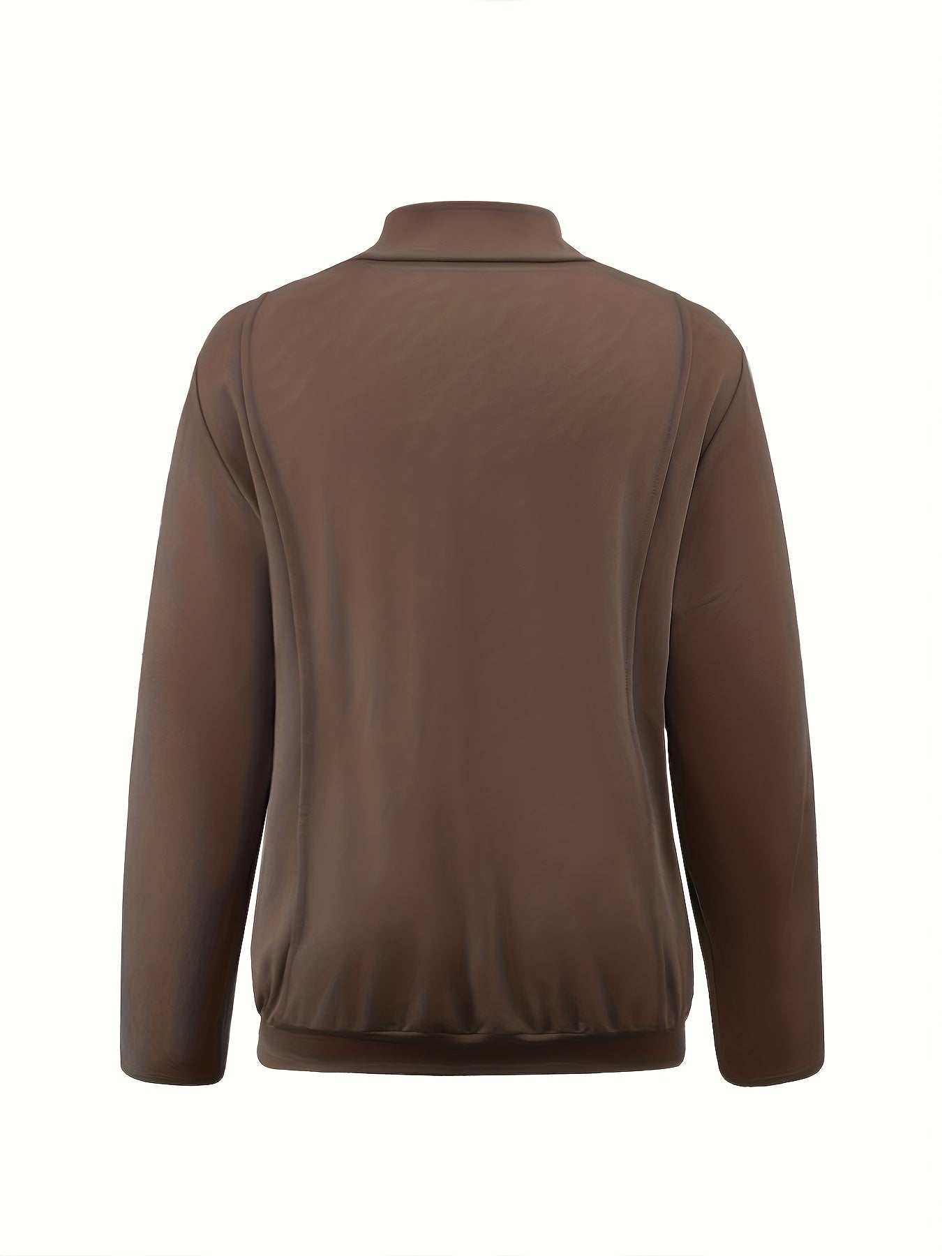 Solid Long Sleeve Mock Neck Pullover Top & Pants Set