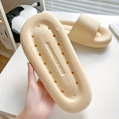 Women's Solid Pillow Slides Slip On Open Toe Soft Sole Home Comfy Slides
