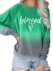 Letter Graphic Tie Dye Sweatshirt Crew Neck Pullover Tops