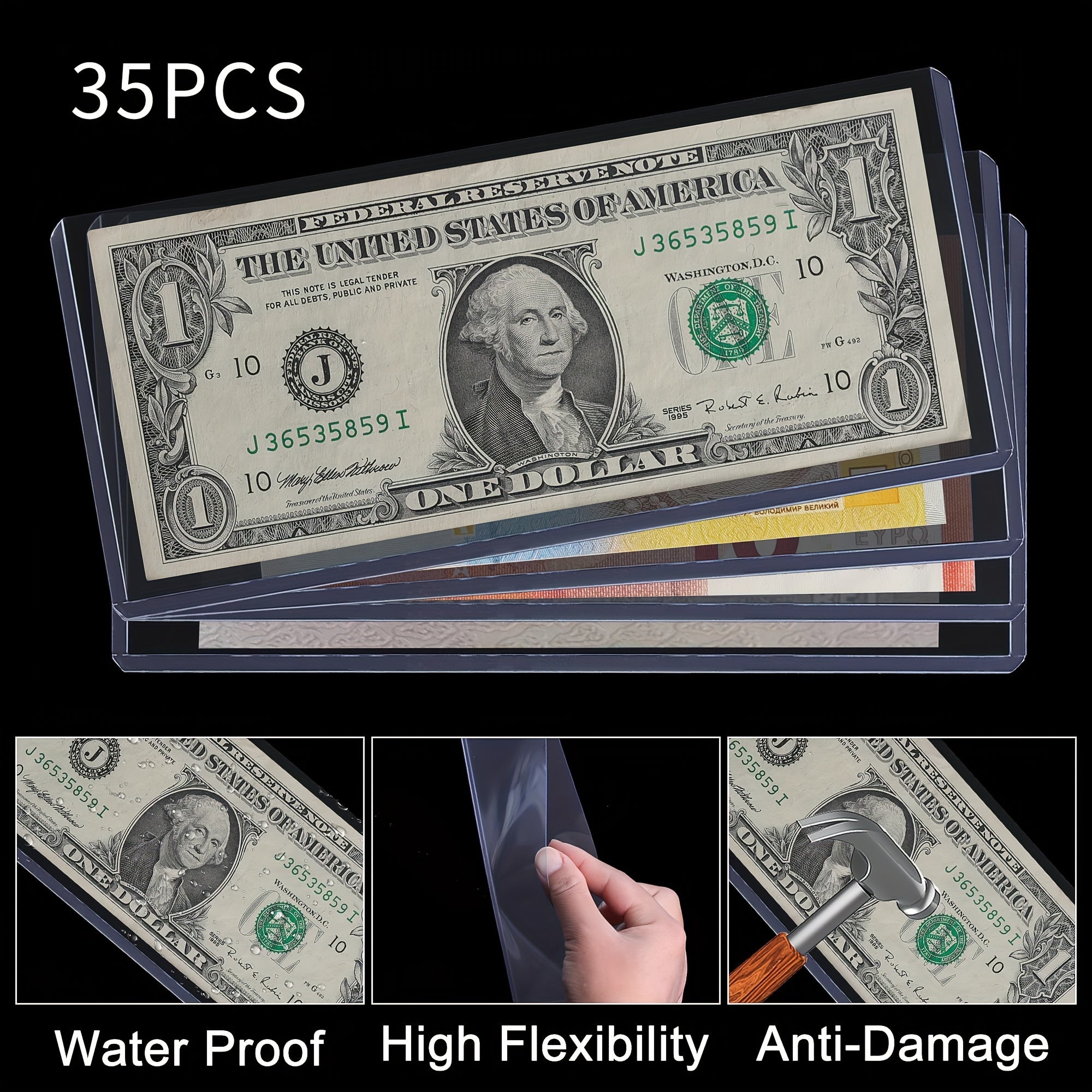 10pcs PVC Currency Stamp Display Stand for Regular Banknote Protective Sleeve