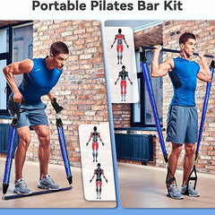 Portable Pilates Kit 3 Section Resistance Band 20-120 LBS