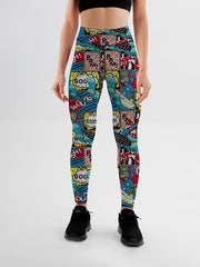 Cartoon Print Yoga Leggings High Waist Fitness Pants Women's Activewear