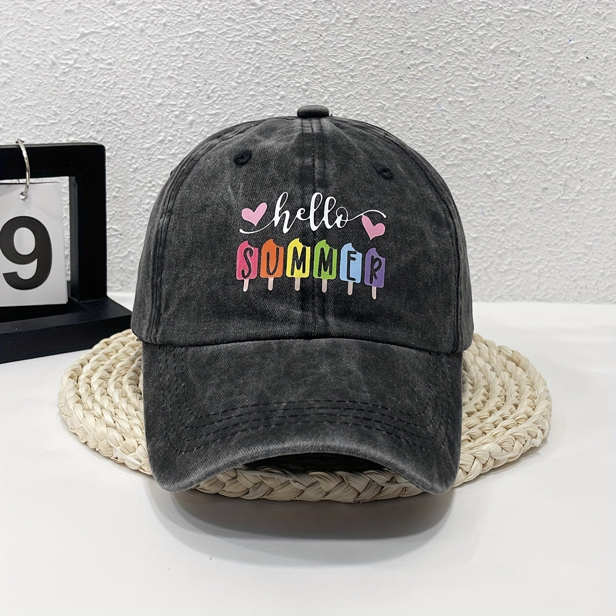 Summer Print Baseball Cap Washed Distressed Cotton Dad Hat