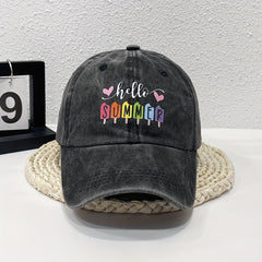 Summer Print Baseball Cap Washed Distressed Cotton Dad Hat