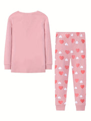 Cartoon Dog Print Cotton Pajama Set LOVE Print Top & Pants