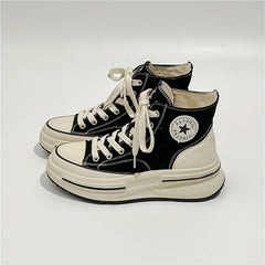 Women's High Top Canvas Shoes Lace Up Platform Skate Casual Sneakers
