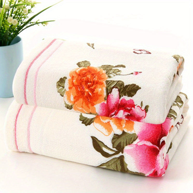 Peony Flower Bath Towel & Hand Towel Set - Cotton Gauze Double Layer