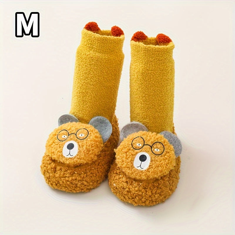 Baby Boy's Non-slip Winter Bear Doll Plush Socks