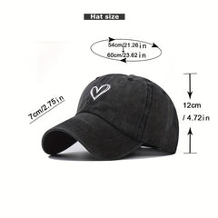 Love Embroidery Washed Cap Soft Top Vintage Baseball Cap