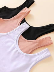 3 Sets Solid Activewear Girls Comfy Sportswear For Outdoor Sports