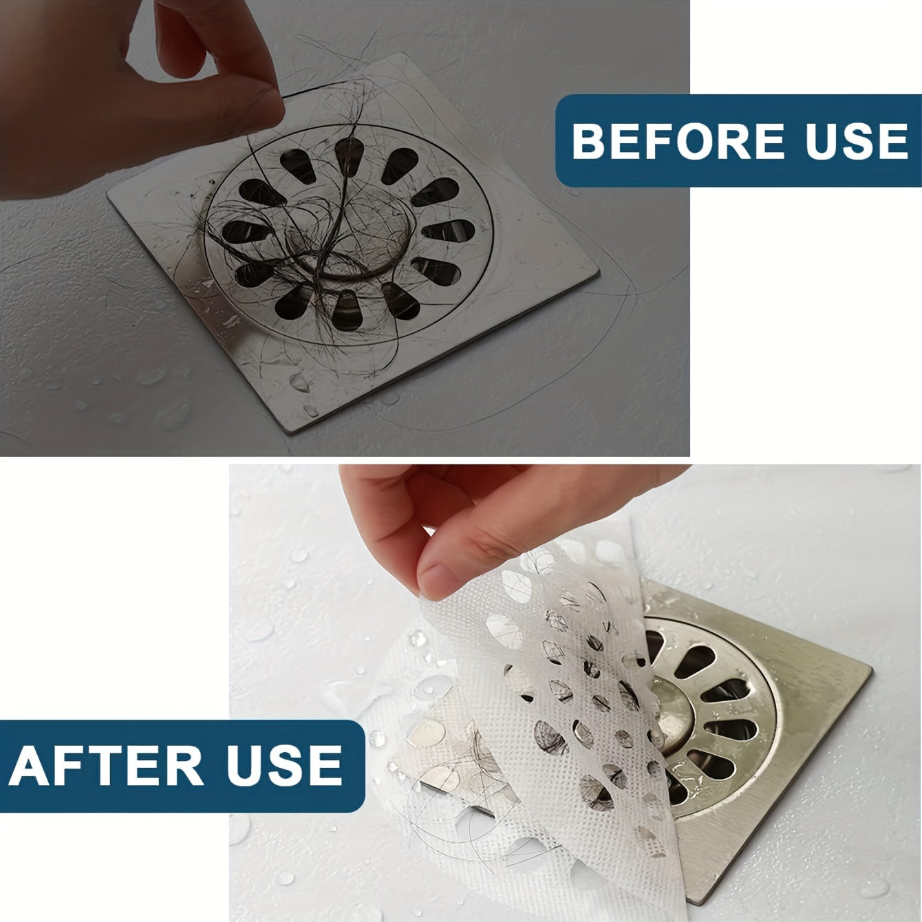 10pcs Disposable Floor Drain Stickers Mesh Shower Drain Covers Hair Catchers