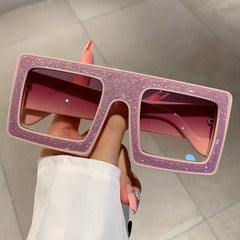 Sparkling Gradient UV400 Oversized Square Sunglasses for Party Beach Club