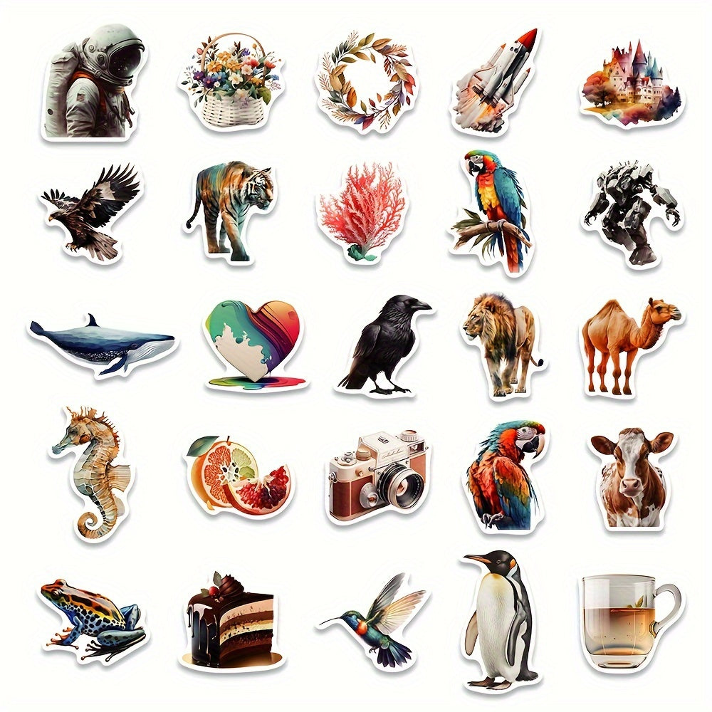 50pcs Animal Series Stickers for Laptop Waterproof DIY Water Cup Desktop