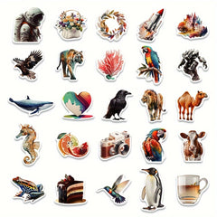 50pcs Animal Series Stickers for Laptop Waterproof DIY Water Cup Desktop