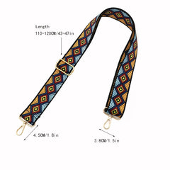 Vintage Geometric Pattern Wide Bag Strap Replacement Shoulder Bag Strap