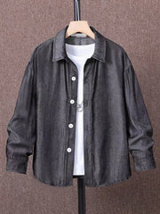 Boys Long Sleeve Button Up Shirt for Autumn and Spring