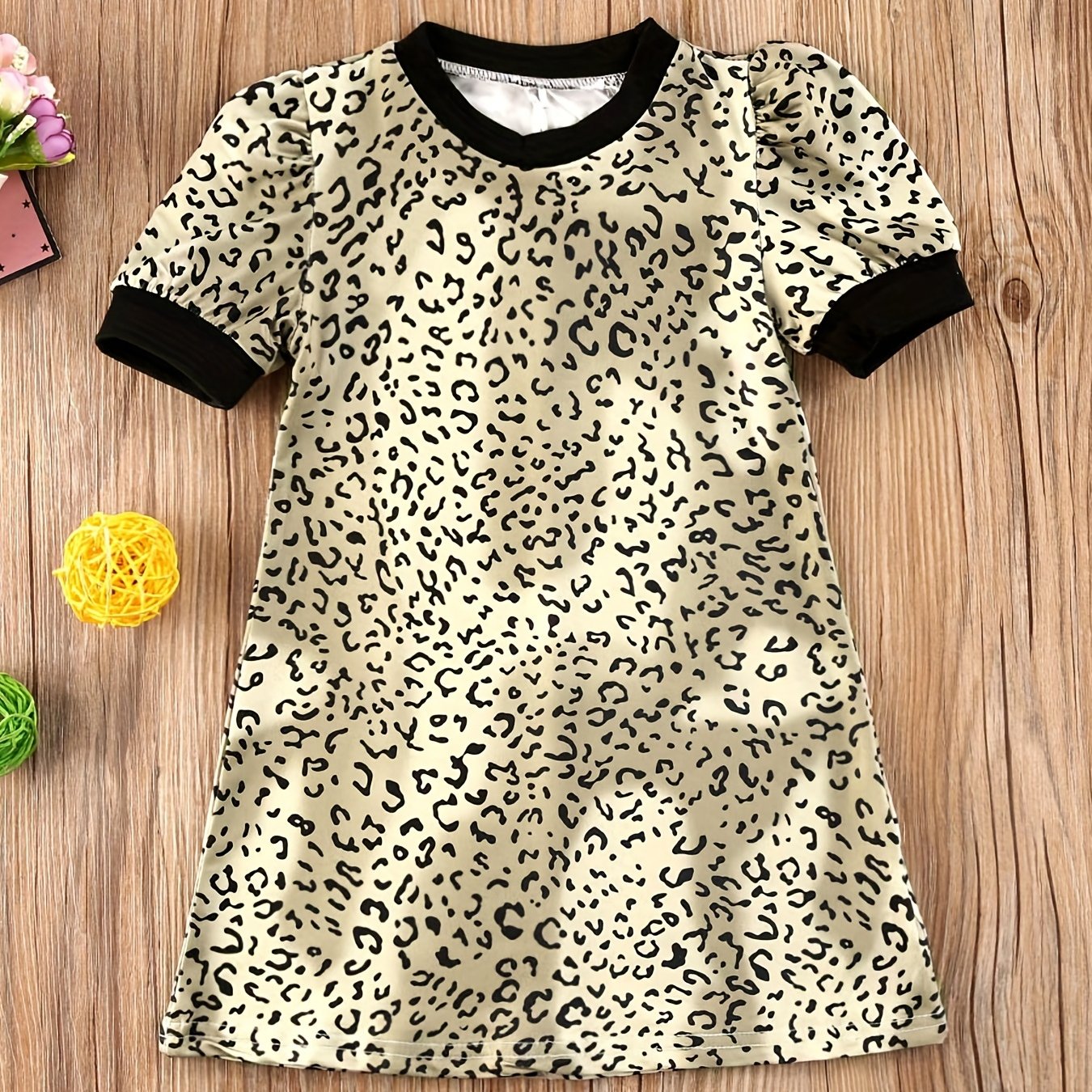 Baby Girls Leopard Print Dress Short Sleeve Summer Dresses