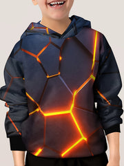 Kids Geometric Pattern Hoodie Unisex Casual Pullover