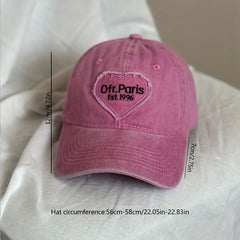 Adjustable Cotton Mens Peaked Cap with Love Embroidered