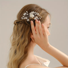 Rhinestone & Pearl Hair Comb Wedding Headwear