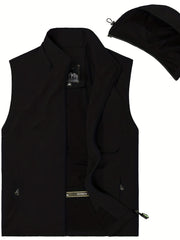 Men's Zipper Pockets Cargo Vest with Hood