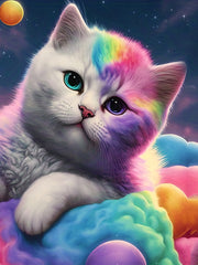 Tie Dye Kitty Graphic T shirt Girls Short Sleeve Top
