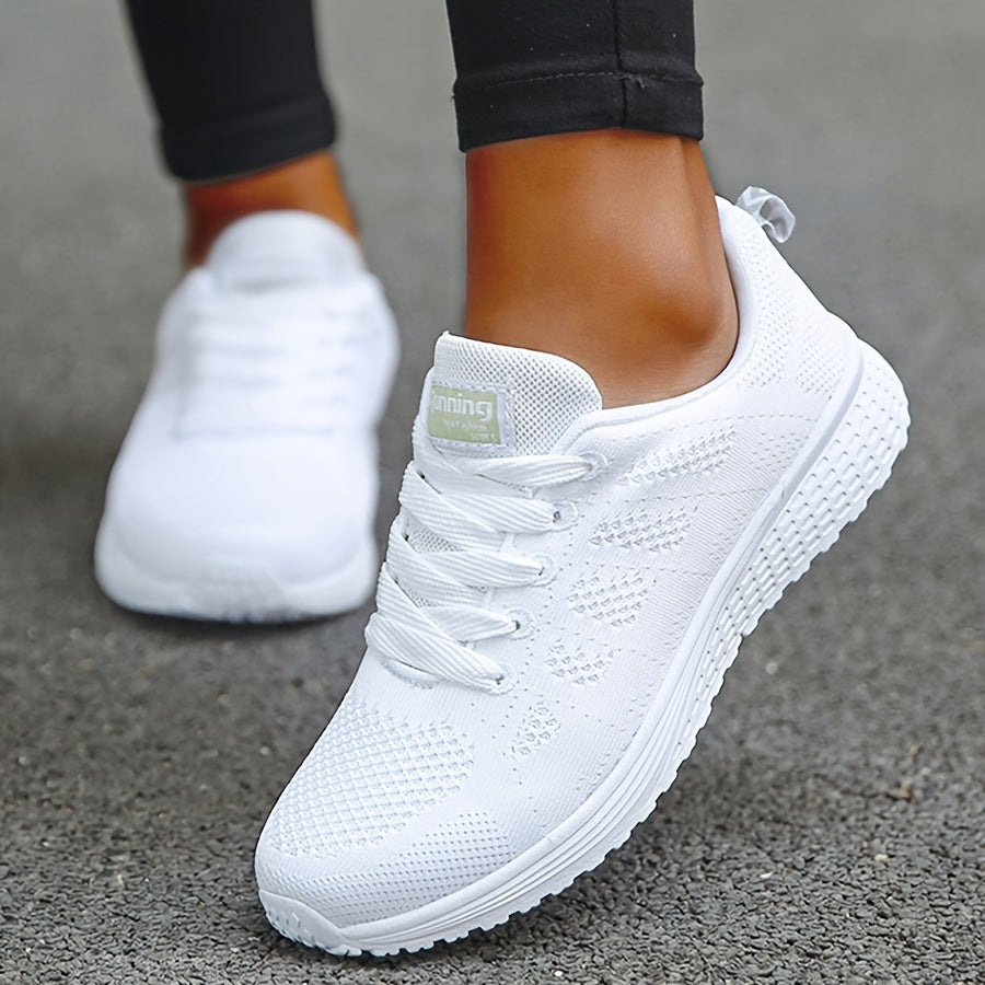 Women's Letter Lace up Walking Shoes Breathable Athletic Sneakers