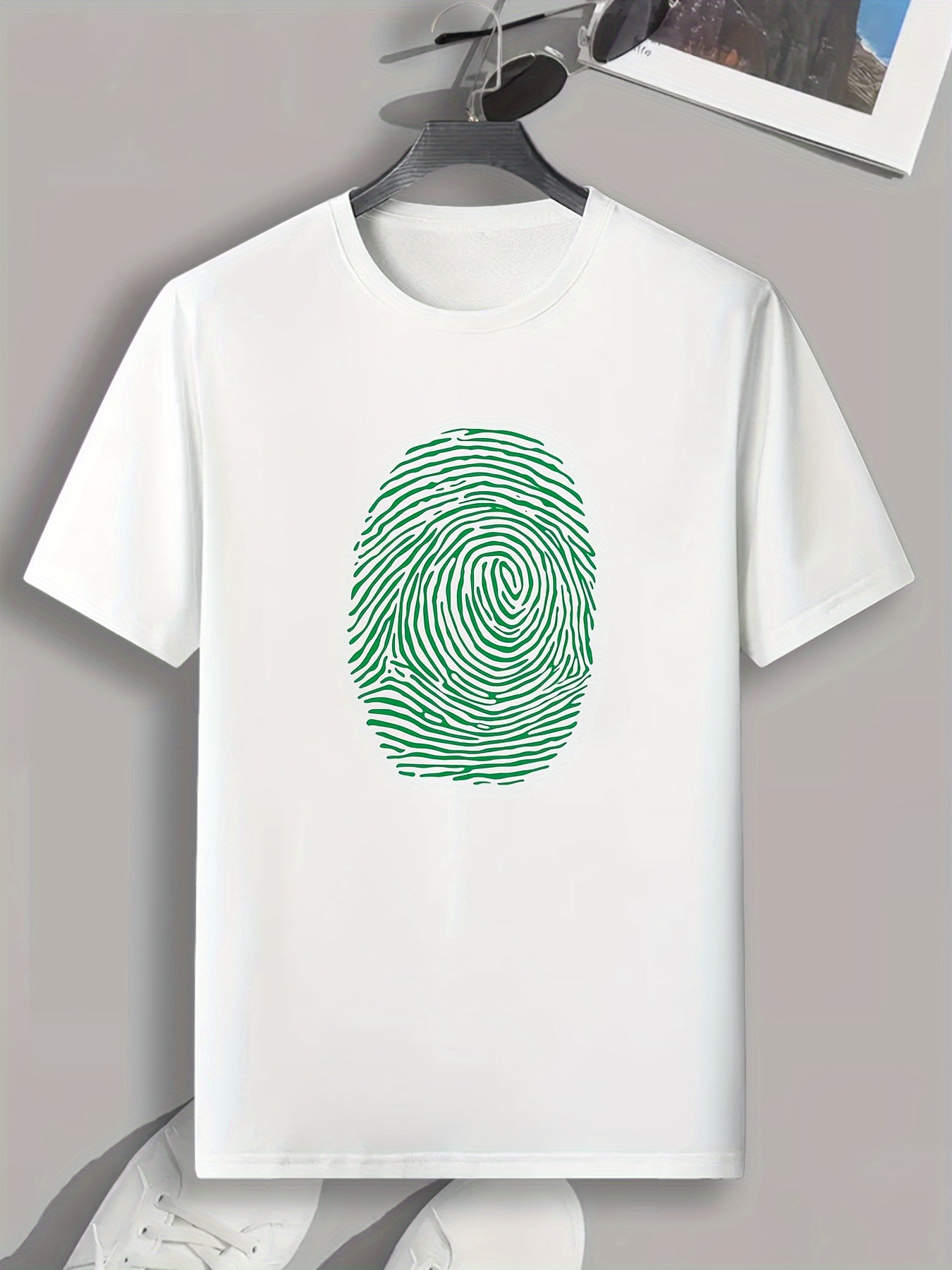 Finger Print Men's Comfy T-shirt for Outdoor Summer