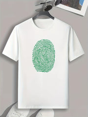 Finger Print Men's Comfy T-shirt for Outdoor Summer