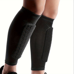 Lightweight Soccer Shin Guards with Honeycomb Compression Calf Sleeve