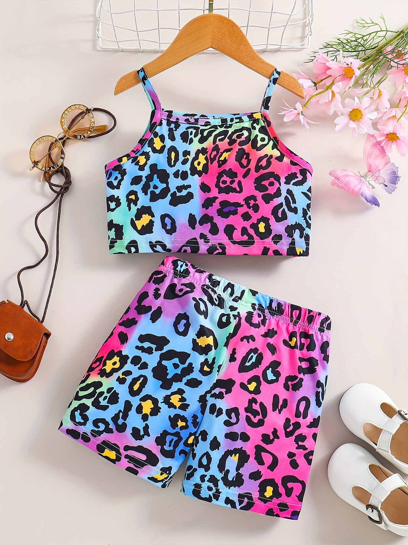 Toddler Girls Clothes Animal Print Cami Shirt Shorts Set