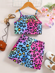 Toddler Girls Clothes Animal Print Cami Shirt Shorts Set
