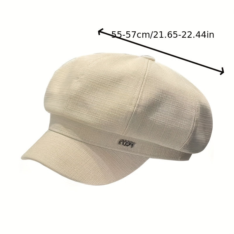 Classic Solid Beret Label Decor Beret Casual Newsboy Hat