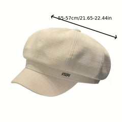 Classic Solid Beret Label Decor Beret Casual Newsboy Hat