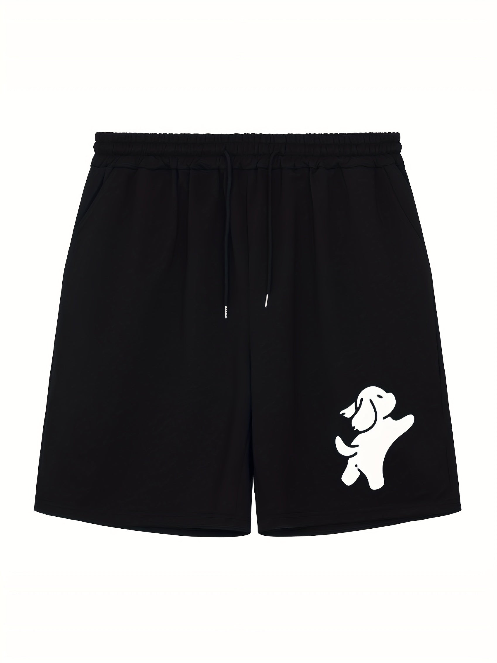 Men's Dog Doodle Print Workout Shorts Active Stretch Drawstring Sports Shorts