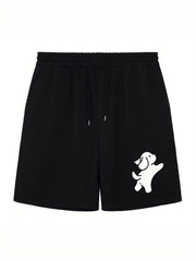 Men's Dog Doodle Print Workout Shorts Active Stretch Drawstring Sports Shorts