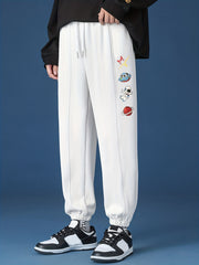Astronaut & Spaceship & Planet Pattern Joggers Men s Casual Loose Fit Pants