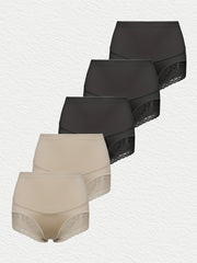 5 Pack Plus Size Panties Set High Rise Tummy Control Boy Shorts
