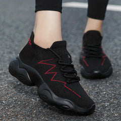 Women's Knit Chunky Sneakers Lace Up Sock Shoes