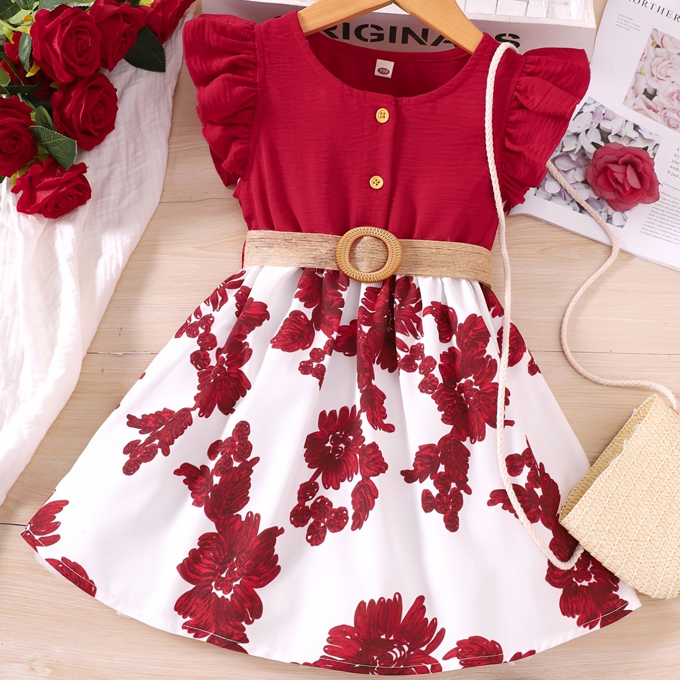 Toddler Girls Floral Splicing Princess Dress For Party