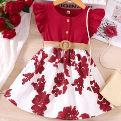 Toddler Girls Floral Splicing Princess Dress For Party