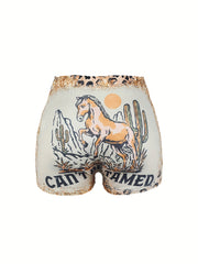 Horse Print Skinny Shorts for Women